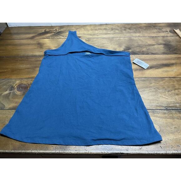 Torrid Top 2X One Shoulder Cut Out Foxy Teal Blue Plus Size Layering Tee Tank - Picture 1 of 9